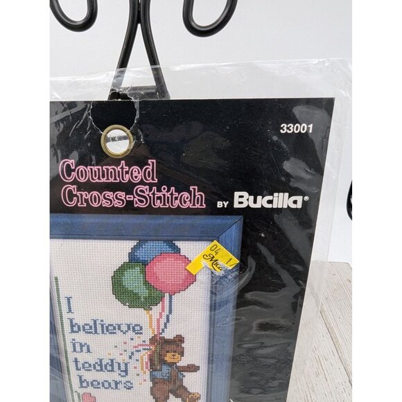 Bucilla "I Believe In Teddy Bears" Counted Cross-Stitch Kit 5x7 - Picture 2 of 5